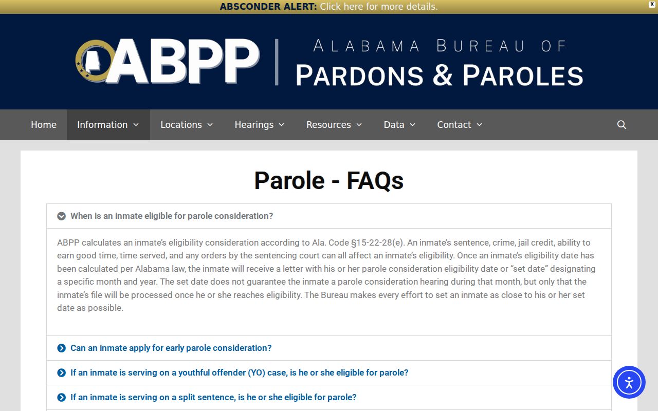 Blount County release date lookup ABPP mandatory release supervision